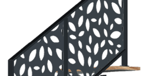 Garde-corps design en métal ajouré, motif feuilles.