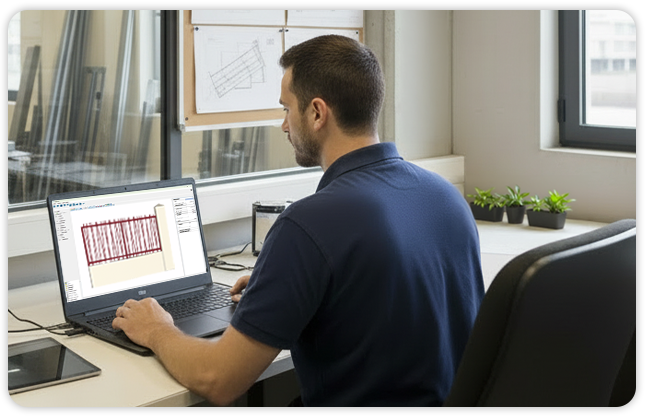 Homme travaillant sur ordinateur dans un bureau.
